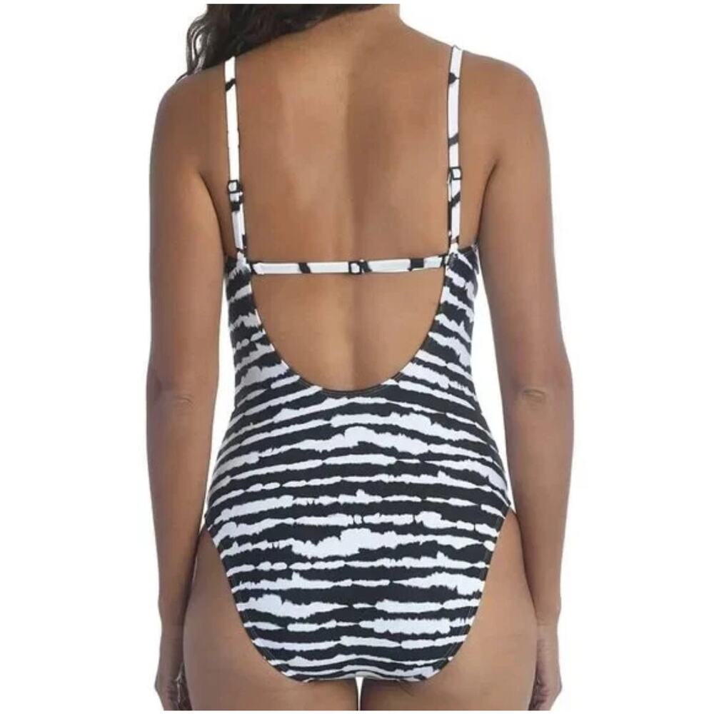 La Blanca Black Elemental Balance Plunge One Piece Swimsuit Size Small NEW - Picture 4 of 7